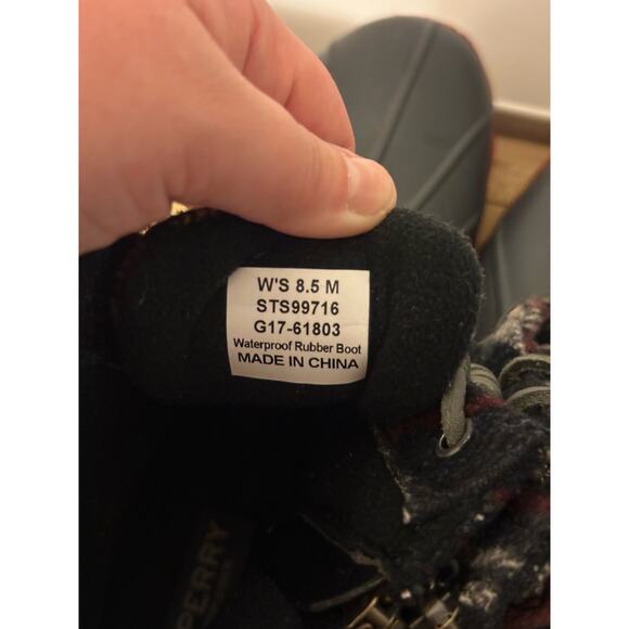 Sperry zip up Duckboots rubber sole, wool uppers blue grey plaid women’s 8.5 - Picture 4 of 5